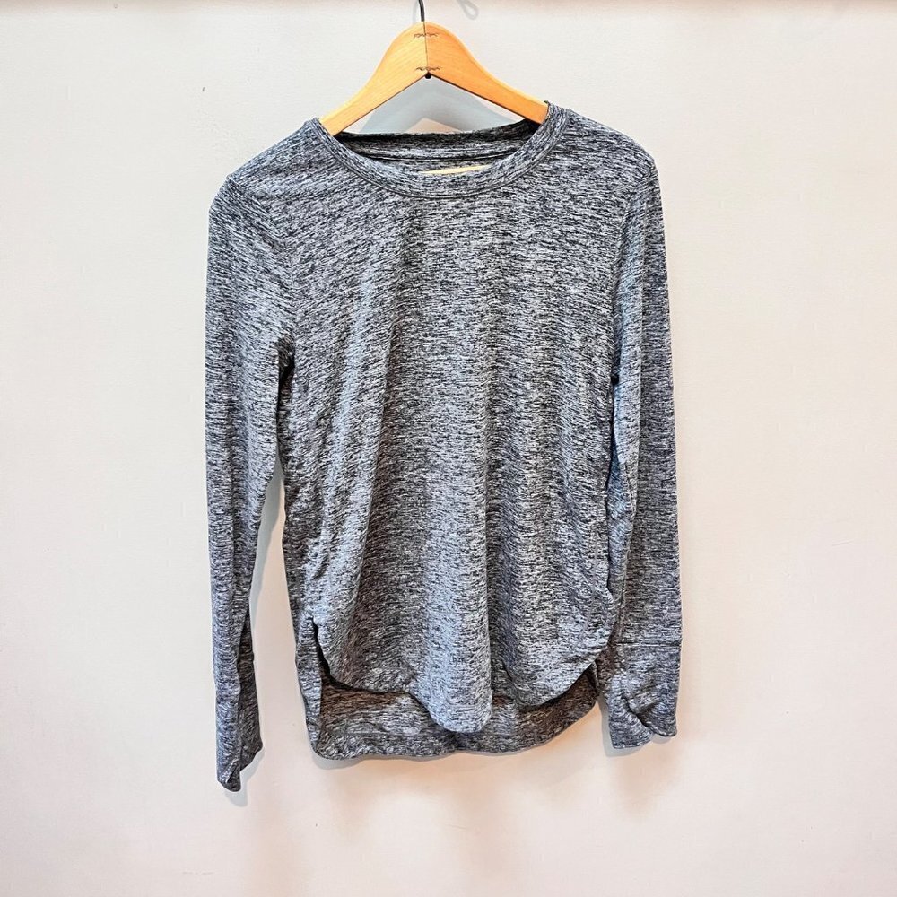 Athleta Gray Heathered Performance Long Sleeve Shirt- Size S